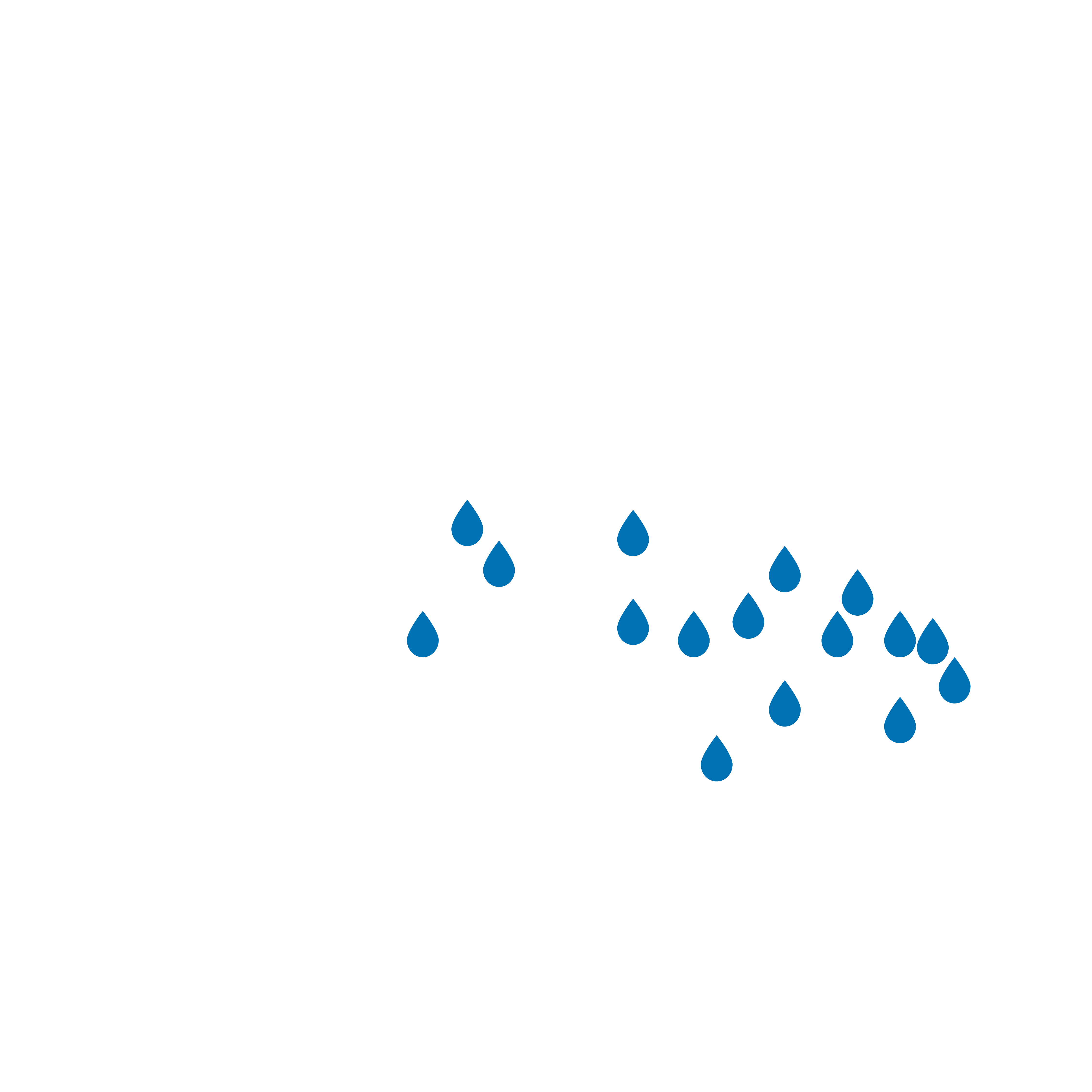 A map of LA county with water droplets falling onto the map to represent the replenishment of LA county groundwater basins 